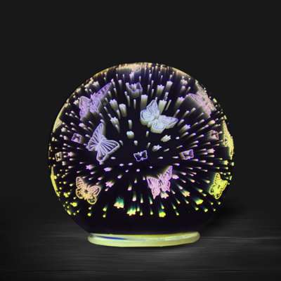 3D effect battery operated LED christmas glass ball mouth blown