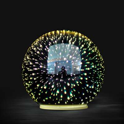 Custom hand made 15cm magic 3D blown glass bauble ball with led lights