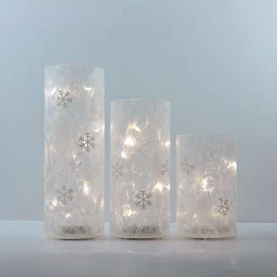 glass LED tube lighting up home decoration feather finish frozen white craft vase decor