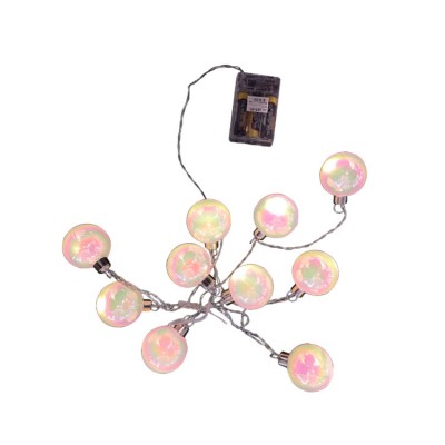 Battery powered hanging decorative glass Christmas ball string led light chain