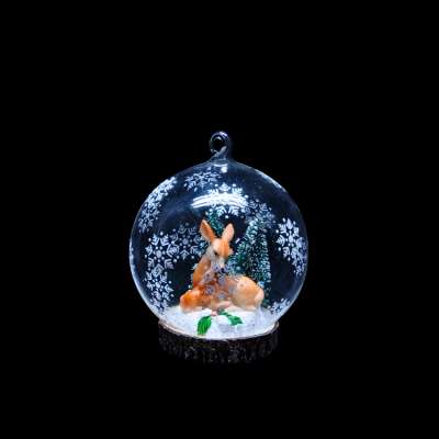 100 wholesale clear glass christmas ball ornaments with resin deer inside