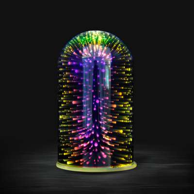 9*H16cm Wholesale 3D Glass Dome with LED light for Xmas Decoration