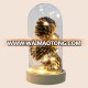 15 L warm white led glass cloche light with pine cone in china for Christmas ornaments